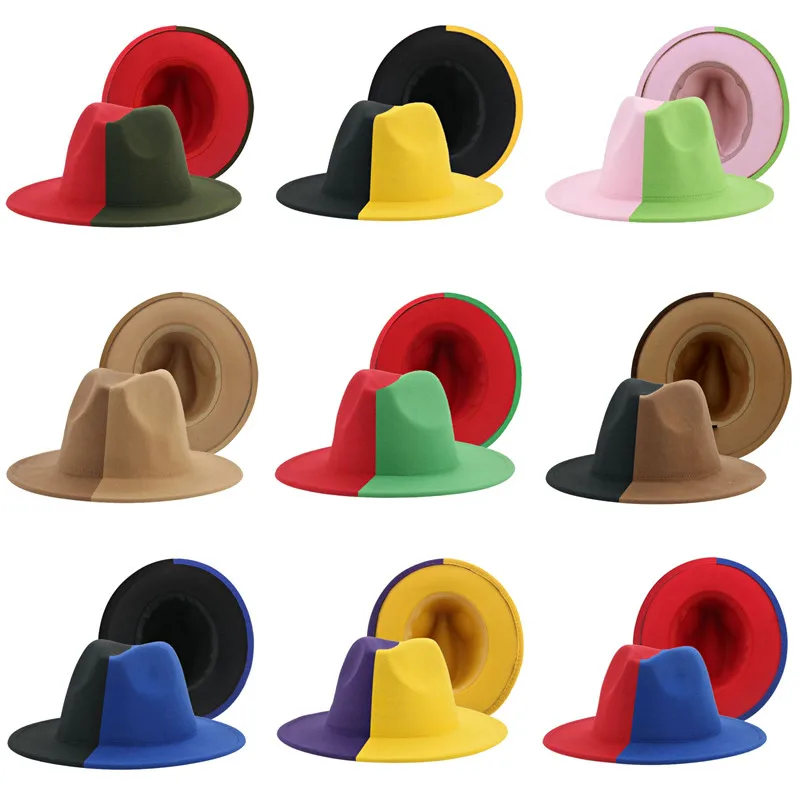 

Hat Hats for Women Fedoras Patchwork Felt Caps Men Fedora White Black New Fashion Luxury Hats for Men Sombreros De Mujer Gorros