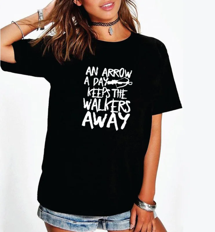 

An Arrow A Day Keeps The Walkers Away Tee Shirt Short Sleeve T Shirt Women T Shirts Women Tops