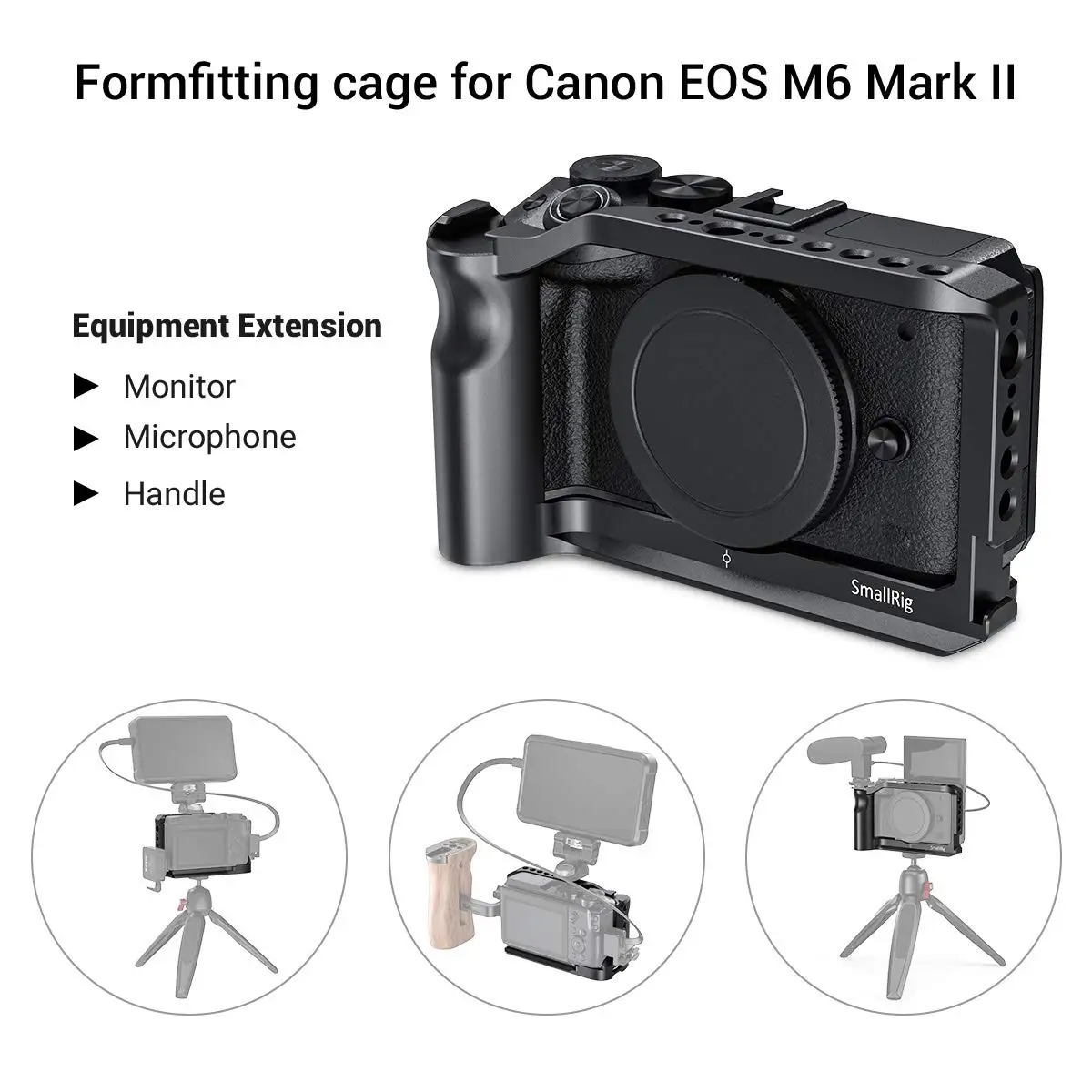SmallRig Vlog Shooting Cage for Canon EOS M6 Mark II Camera Cage With Cold Shoe Mount/Integrated Handgrip/ARRI Threadings -2515B enlarge