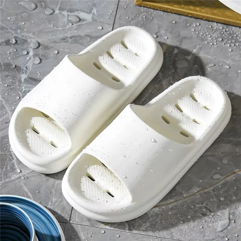 Comwarm New Indoor Women Bath Slippers Men Soft Sole Hollow Bathroom Shoes Water Leaky Non-slip Flip Flips Outdoor Beach Slides