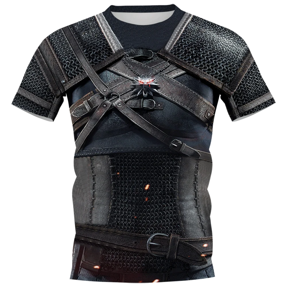 

Summer Fashion Viking Armor 3D Print Men's T-shirt Casual Crew Neck Short Sleeve Street Wear Loose Comfortable Oversized T-shirt