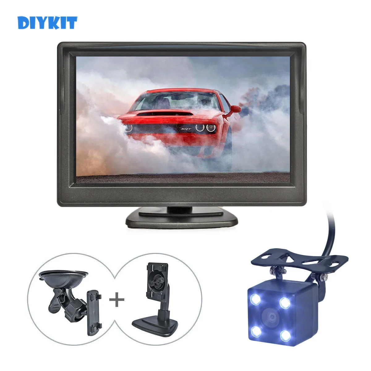 

DIYKIT 5inch TFT LCD Color Rearview Display Monitor + Waterproof Reversing Backup Rear View Camera 2In1 Car Parking System Kit