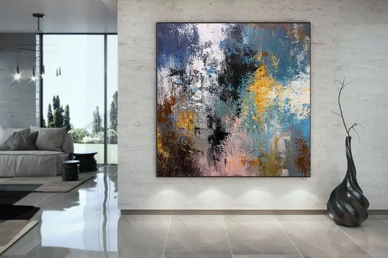 

Большая Абстрактная живопись, большая Абстрактная живопись на холсте, красочная живопись, красочная абстрактная живопись, украшение над кр...