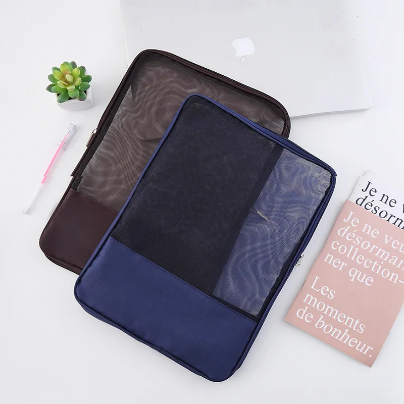 

Transparent Pocket Folders Mesh File Bag Data Storage Bag Student Exam Grid Zipper Bag Stationery Bag Document Bag Folder