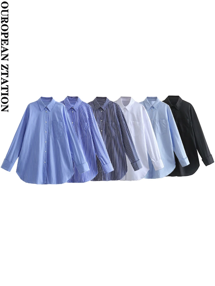 Модные женские льняные рубашки оверсайз PAILETE с карманами 2022, винтажные женские блузки на пуговицах с длинным рукавом, шикарные топы