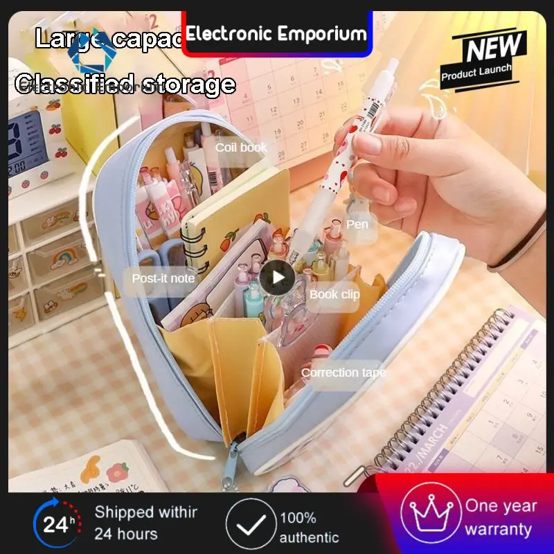 

Double-head Zipper Pencil Case Protective Film Design Transparent Pencil Bag Pvc Canvas Comes With Cartoon Pendant Pencil Box