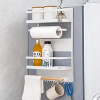 magnet fridge shelf paper towel roll holder magnetic storage rack spice hang rack decorative metal shelf kitchen organizer