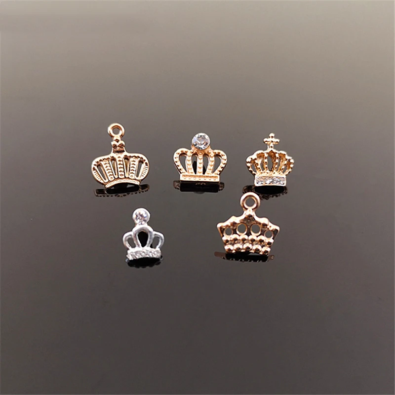10 шт. Золотая Серебряная корона аксессуары для ногтей 3D Блестящий Королевский Ретро перфорированный кулон из металлического сплава бриллиант бриллиантовые декорации