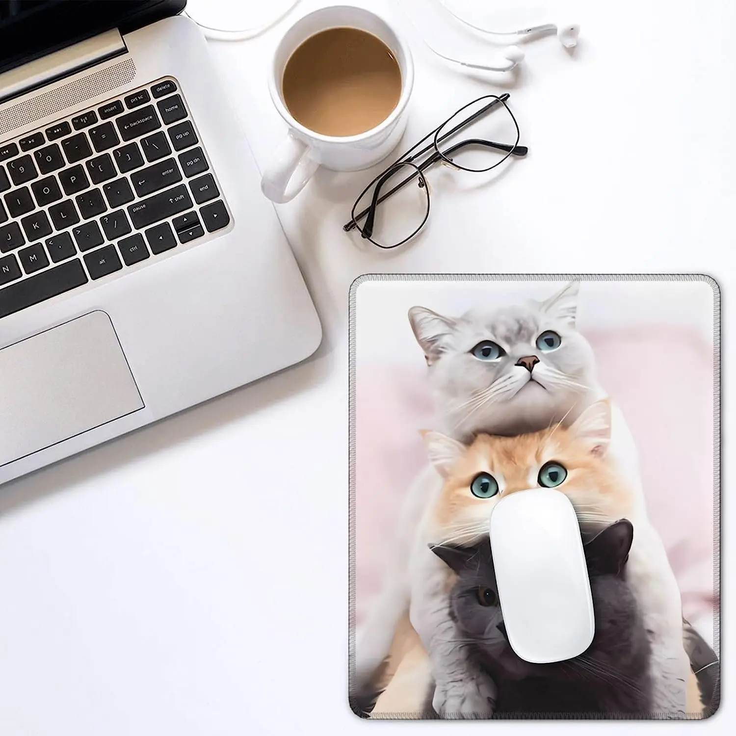 

Cute Cats Mouse Pad 7.9 X 9.5 in Non-Slip Rubber Computer Mouse Mat Custom Game Mouse Pad for Laptop Computer Office Home