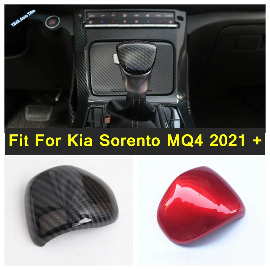 Carbon Fiber Style Car Refit Garnish Accessories Fit For Kia Sorento MQ4 2021 2022 Gear Lever Head Trims Shift Knob Cover 1PCS
