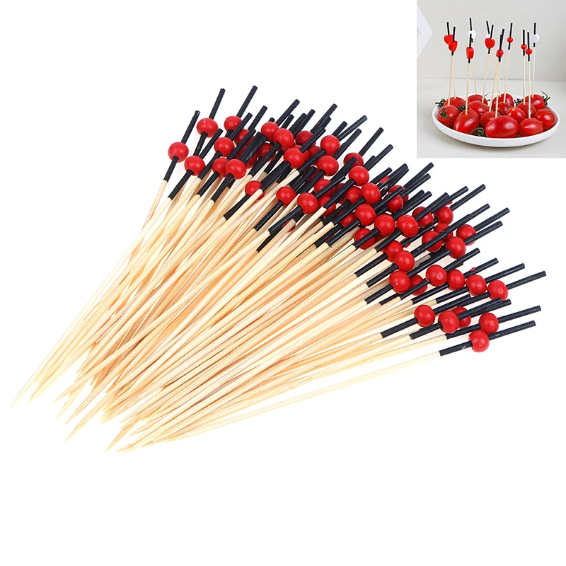 

100x 12cm Heart Bamboo Pick Buffet cake Fruit Fork Party Dessert Salad Stick Vegetable Sticks Toothpick Skewer Food Picks