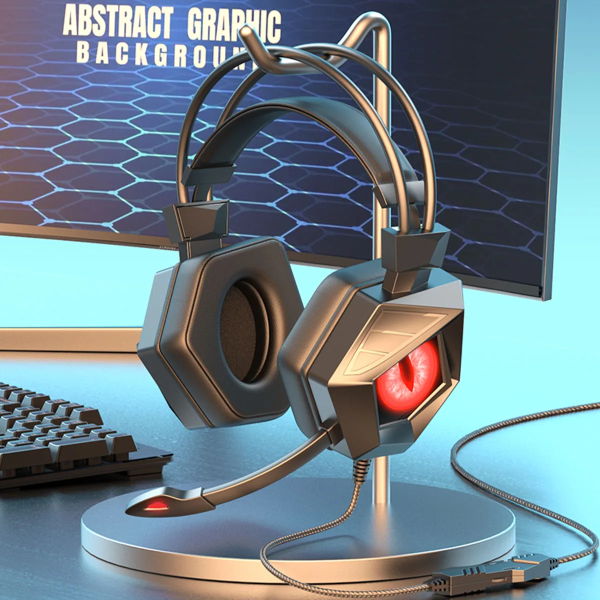 

RGB Wired Gaming Headset with Microphone for computer Laptop 40mm Sound Unit Game Headphones Breathing Light Noise-cancelling