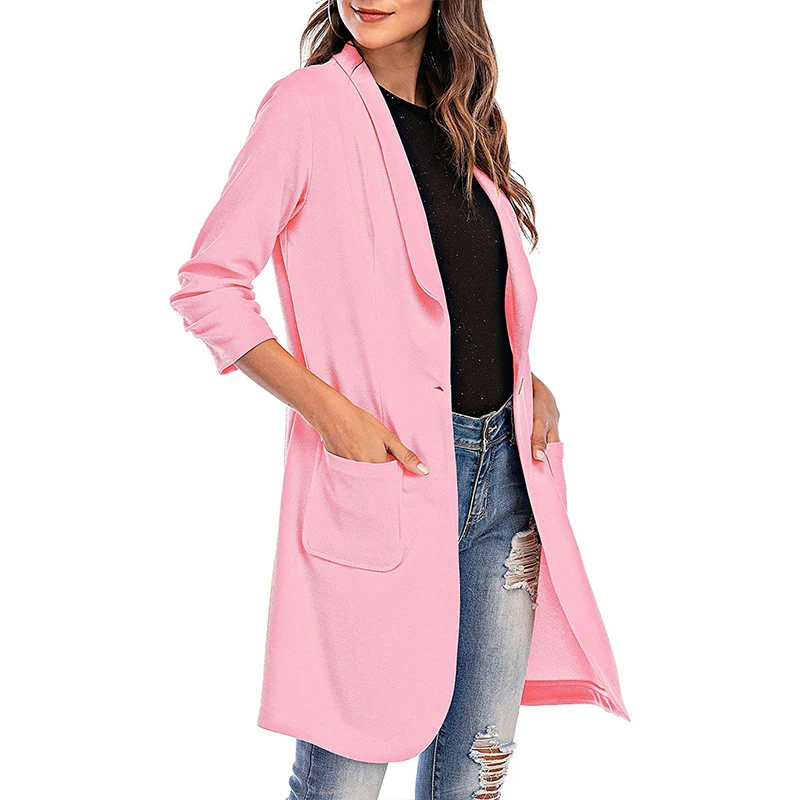 

Kayotuas Women Blazers Office Ladies Work Business Formal Button with Pocket Elegant Casual New Fashion Suit Streetwear