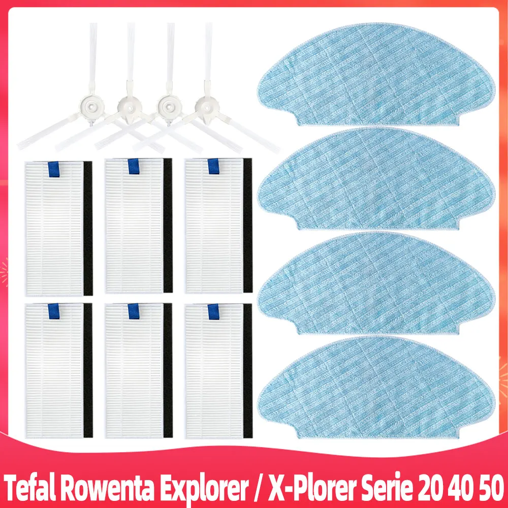 

For Rowenta Tefal Explorer X-plorer 20 40 50 Series isweep x3 Robot Vacuum Cleaner Spare Parts Side Brush Hepa Filter Mop Rag