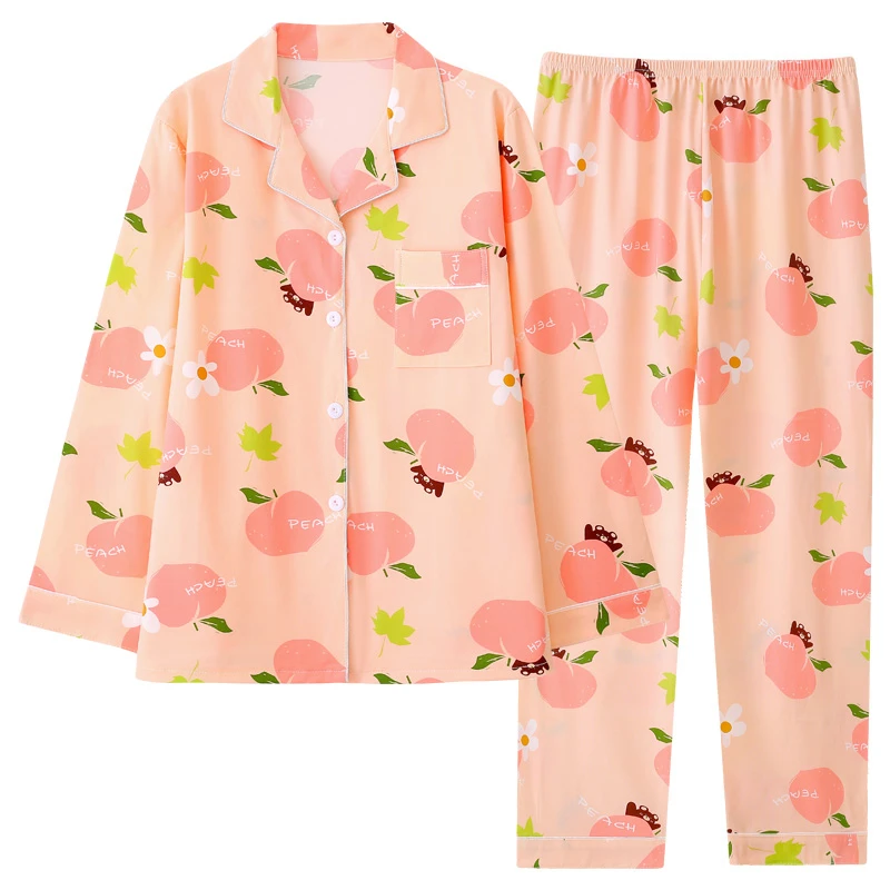 CAIYIER 2023 Cute Tulip Print Women Nightwear New Autumn Winter Leisure Pajamas Set Girls Soft Sleepwear Suit Cardigan Homewear