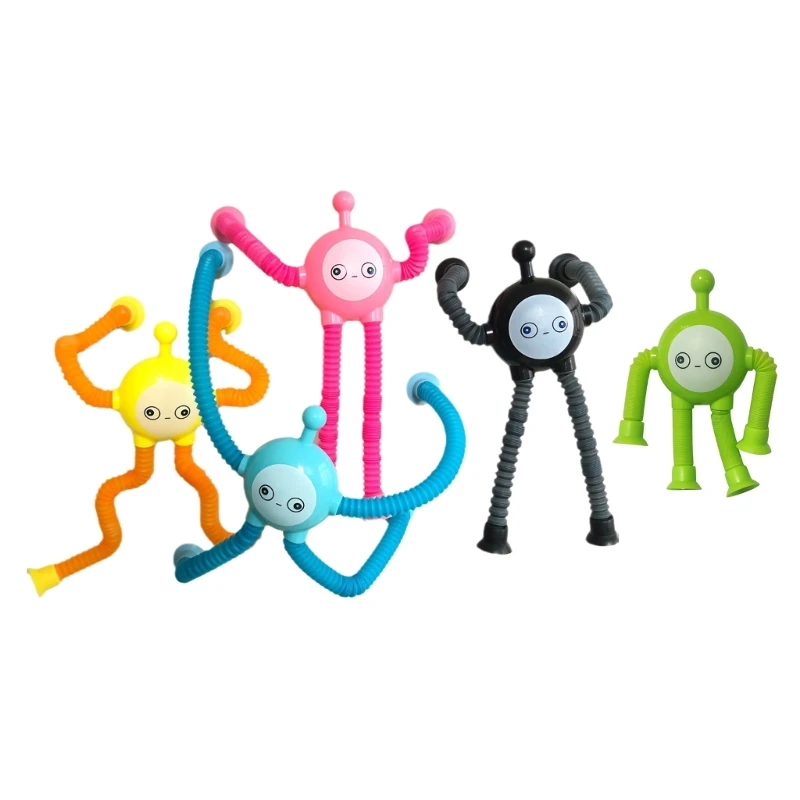 

Stretchy Vent Toy Telescopic Tube Decompression Fidgets Bendable LED Bellow Suction Cup Tube Toy Stress Pull Toy for ADD