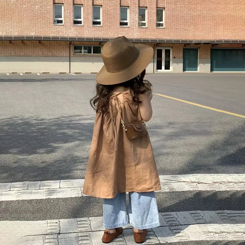 Детская одежда универсальный Повседневный жилет для девочек без рукавов юбка