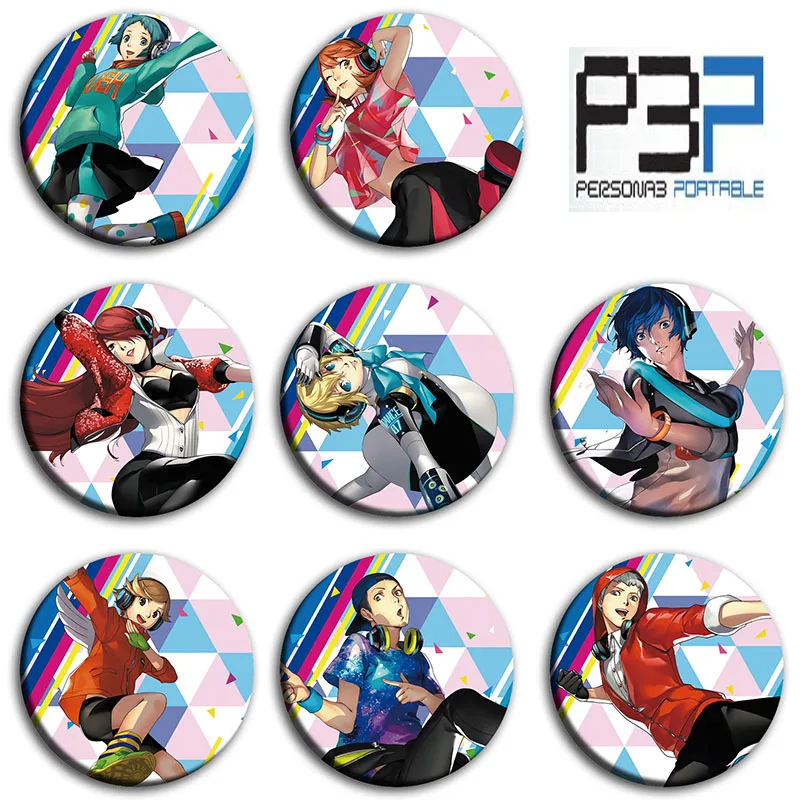 

8pcs/1lot Anime PERSONA3 PORTABLE Figure 1013 Metal Badges Round Brooch Pin Badge Bedge Gifts Kids Toy