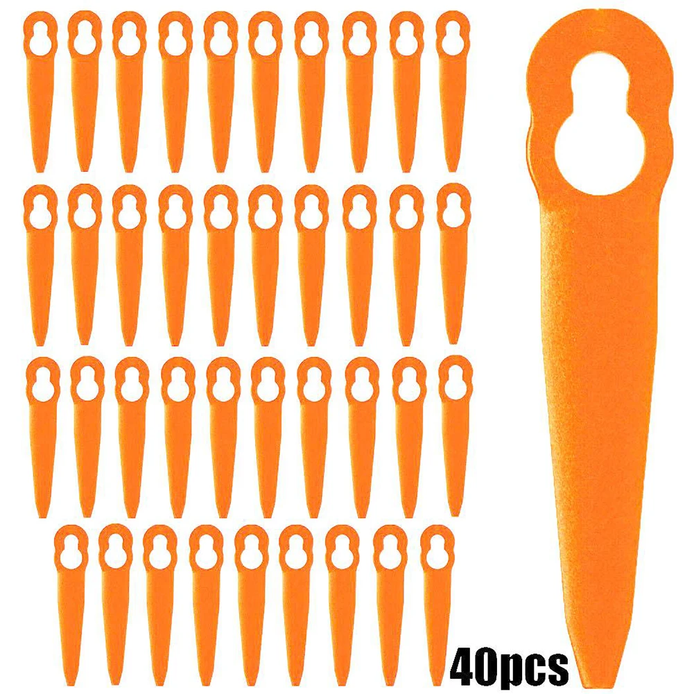

40pcs Plastic Lawn Mower Blades Orange Plastic Replaceable 40pcs 84mm Height Grass Trimmer Gardening Accessories