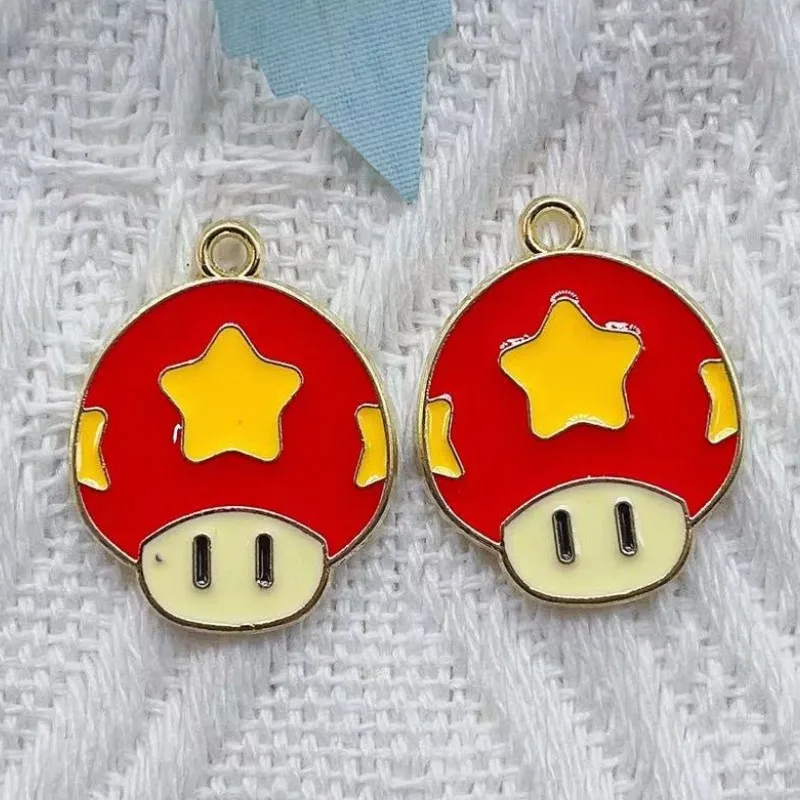 10pcs Alloy Charm Cartoon Anime Character mushroom  Earrings Pendant DIY Handmade Jewelry Accessories Key Chain Enamell Charms