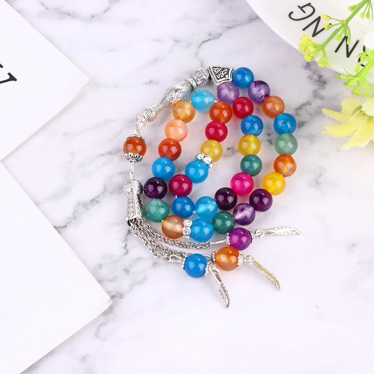 

8 Mm Gemstone Bracelets Chakra Beads Stretch String Ankle Chain Rosary Bangle Adjustable Beaded Prayer