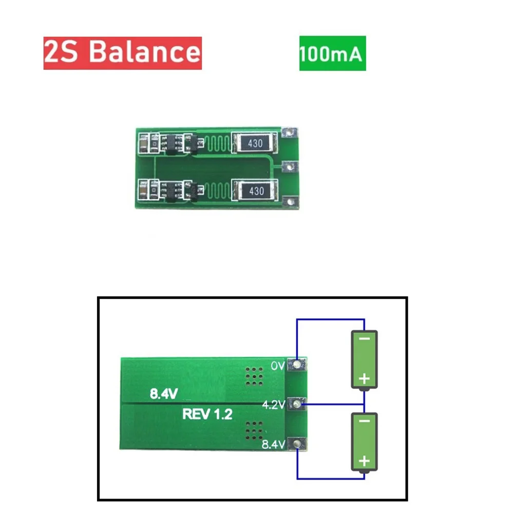 

2S 3S 4S 100MA Lithium Battery Balance Board Li-ion Battery Balancer Current PCB Board For 2000-4000mAh Battery Pack