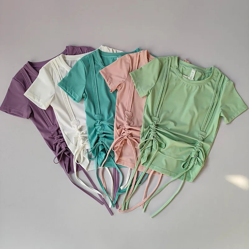 

2022 Women's Yoga Shirt Sports Top Short Sleeve Crop Top Fitness Gym Shirts Workout Tops Trainning Running Tights T-shirt