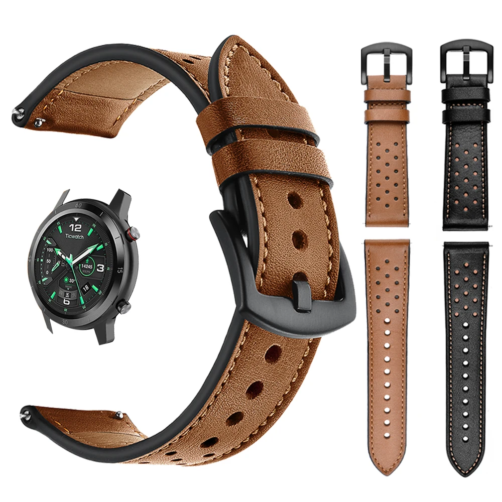 

Ремешок из натуральной кожи для TicWatch Pro 3 Ultra GPS/E3, браслет для наручных часов TicWatch Pro 2021/GTX/E2, 20 мм 22 мм