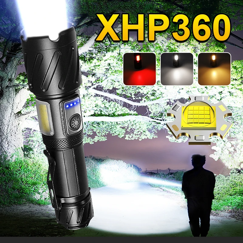 

Super XHP360 Most Powerful Led Flashlight XHP50 High Power Tactical Flashlight Torch 18650 Rechargeable Hand Lantern For Camping