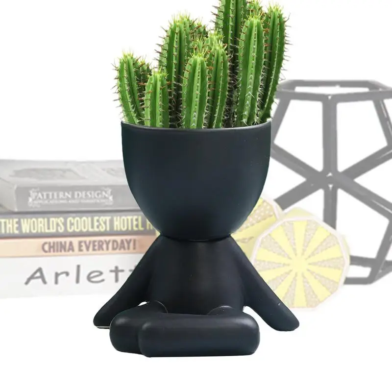 Head Planter Ceramic Succulent Planter Pot With Drainage Realistic Human Shape Indoor Planters For Kitchen Bathroom Bedroom