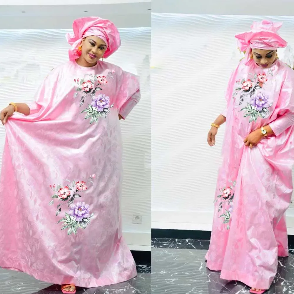 Длинное платье с запахом Bazin-стильное высококачественное идеально подходит для