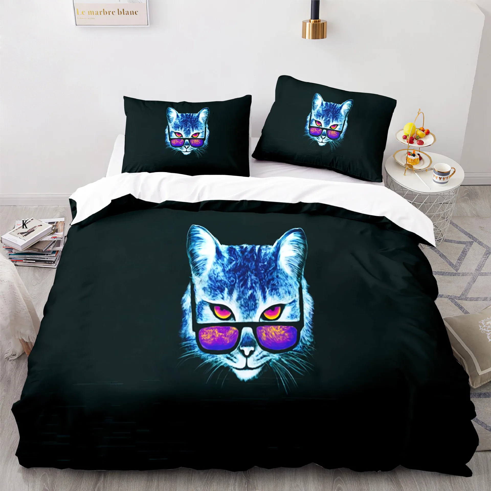 

Cat Duvet Cover Set King Size Cute Cats Set Decorative Animal Polyester Comforter Cover with Pillowcases for Kid Pattern Bedding
