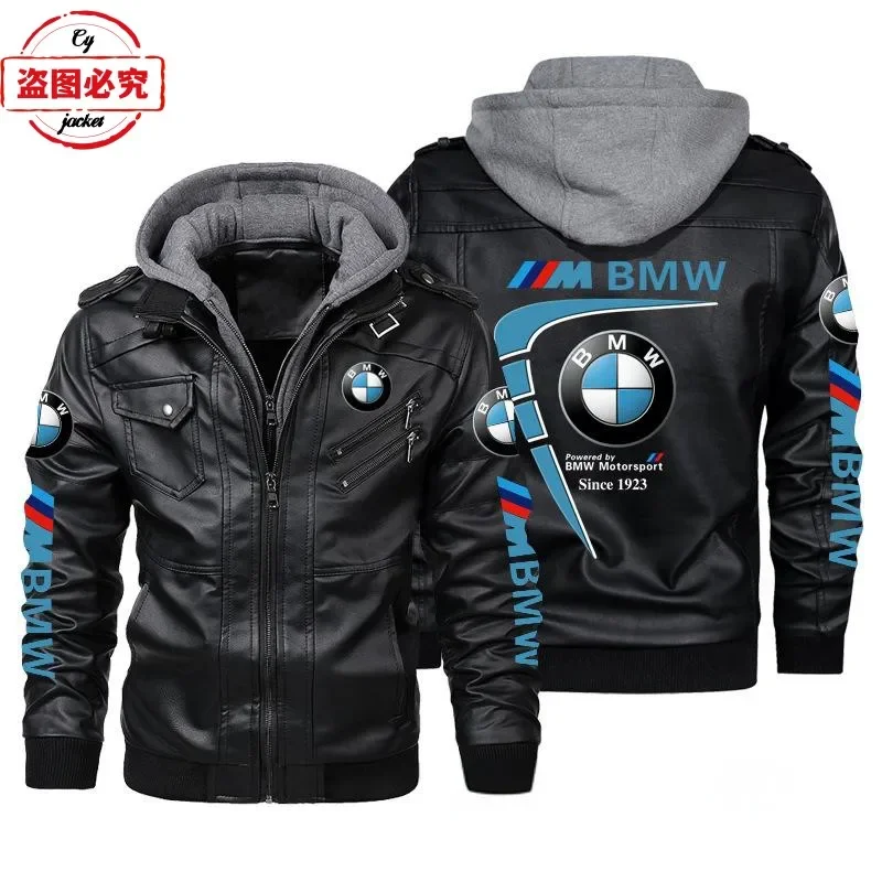 

Мотоциклетная куртка BMW с логотипом в стиле ретро, потертая куртка из искусственной кожи, ветрозащитная мужская куртка с логотипом автомобиля BMW, униформа команды, гоночный костюм