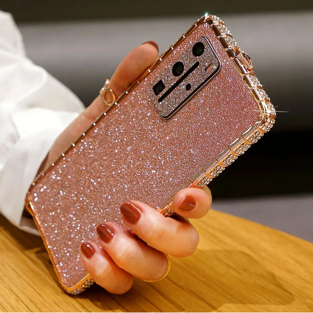 Luxury Bumper Case For Huawei P40 Pro Jewelled Diamond Women Phone Case Funda Bling Cover For P40 Anti-knock Phone Accessories