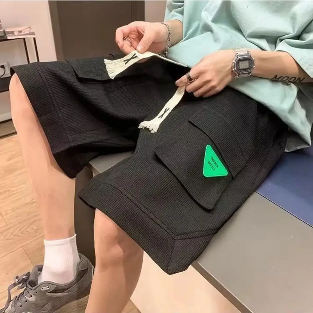 

Men Short Pants Drawstring Men Cargo Shorts Breathable Summer Shorts
