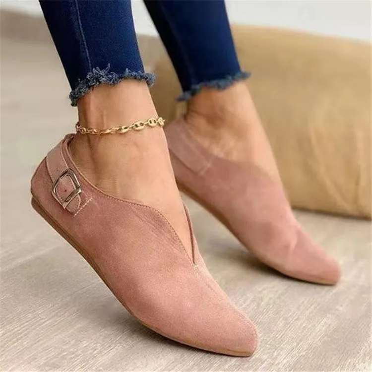 Women's Loafers Retro Pointed Suede Flats Summer Casual Shoes Women's Foot Clothes