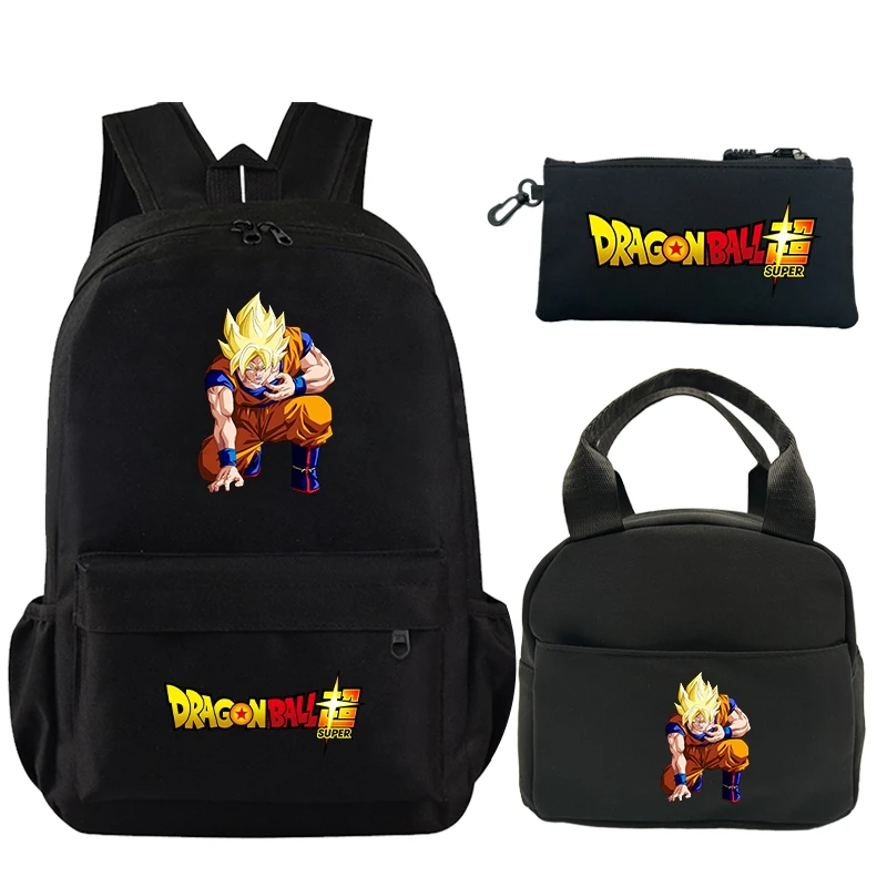 Фото 3 шт./компл., рюкзак в стиле аниме Dragon Ball, студенческий подростковый рюкзак, детский школьный рюкзак для мальчиков и девочек, сумка для обеда, женский и мужской рюкзак Goku Mochila №1