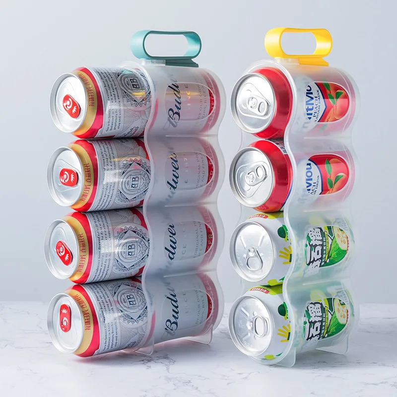 

4 Hole Beverage Soda Drink Can Organizer Racks Fridge Drink Bottle Holder Beer Refrigeration Shelf Home Kitchen Storage Box Case