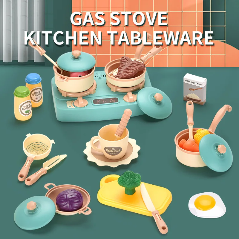 

Children Kitchen Toys Simulation Food Cooking Cookware Kit Pretend Play Role Play Game Educational Toys Gifts for Girls Kids