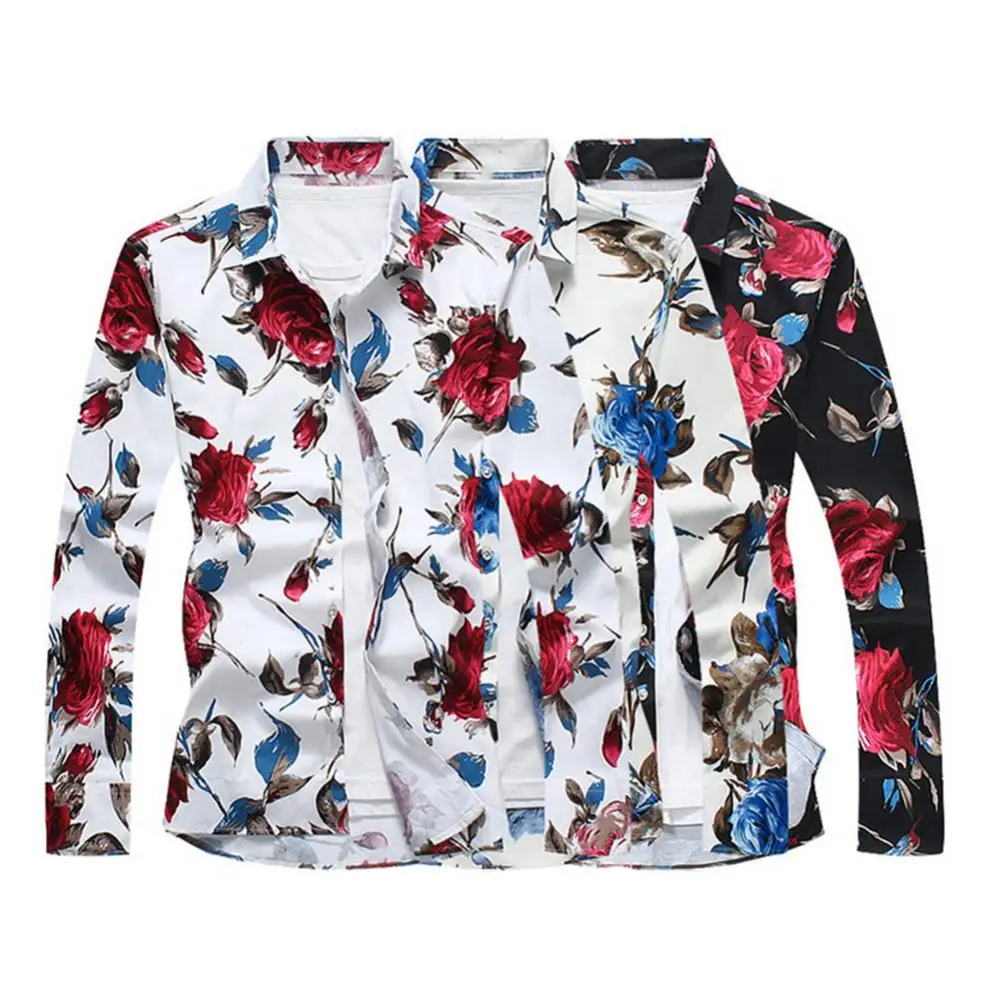 

Мужская приталенная рубашка с длинным рукавом и отложным воротником