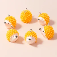10pcs kawaii simulation resin small hedgehog charms lovely animals hedgehog steamed bread pendants for diy jewelry making