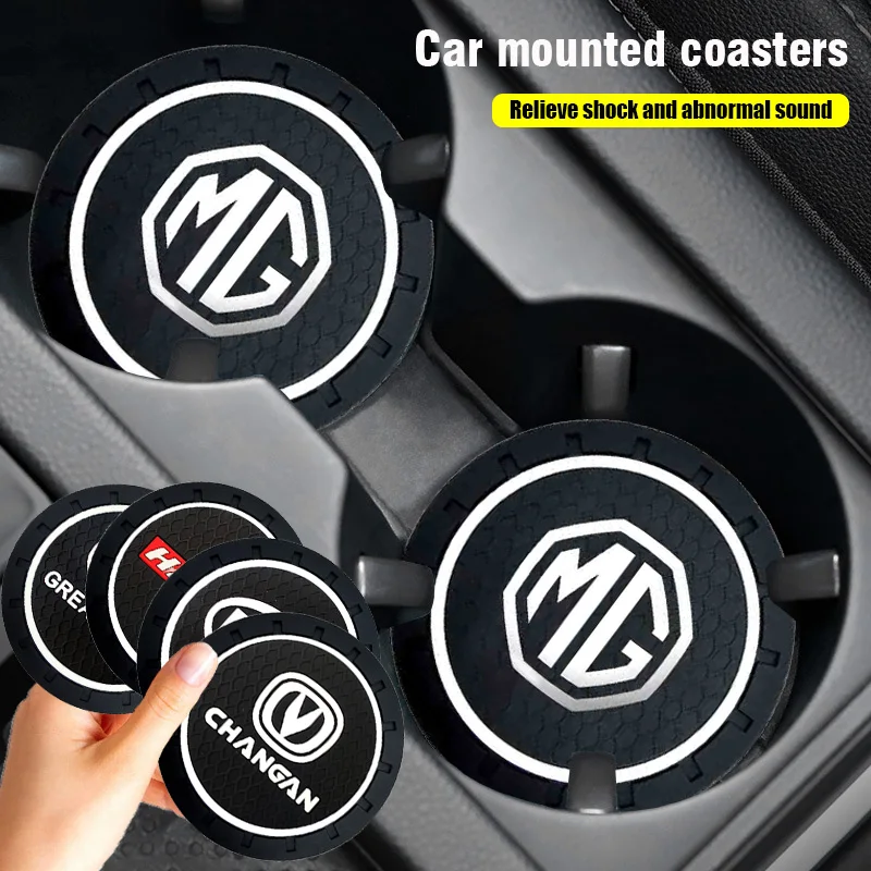 

Rubber Car Cup Mat Waterproof Non-slip Coasters for MG 3 5 6 7 GT GS Hector HS ZS ZX EZS EHS 3SW MG3X-Cross Stickers Accessories