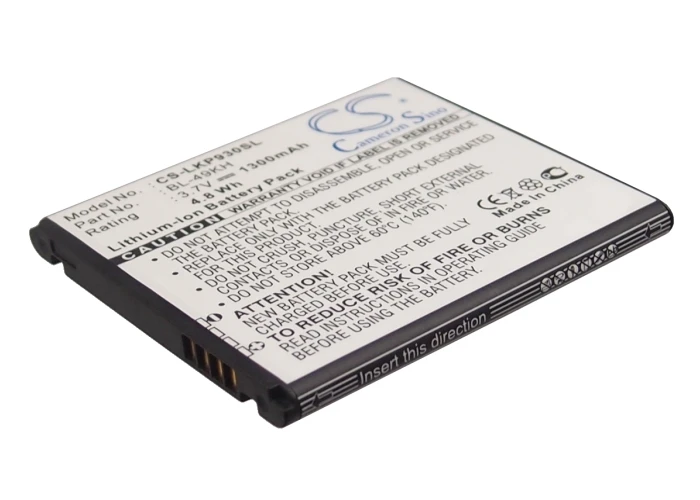

CS 1300mAh/4.81Wh battery for LG LU6200,Nitro HD,Optimus 4G LTE,Optimus LTE,p930,P936,Spectrum,SU640,VS920 BL-49KH