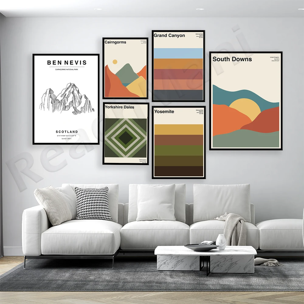 

South Downs, Ben Nevis, North York Moors, Yosemite, Channel Islands, Yorkshire Dales, Yellowstone National Park travel poster