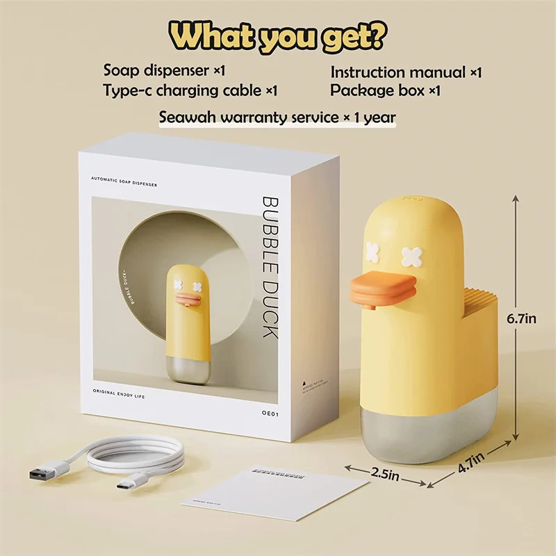 Foam Soap Dispenser Automatic Hand Washing Cute Duck Intelligent Soap DispenserInfrared Bubble Soap Machine For Children images - 6