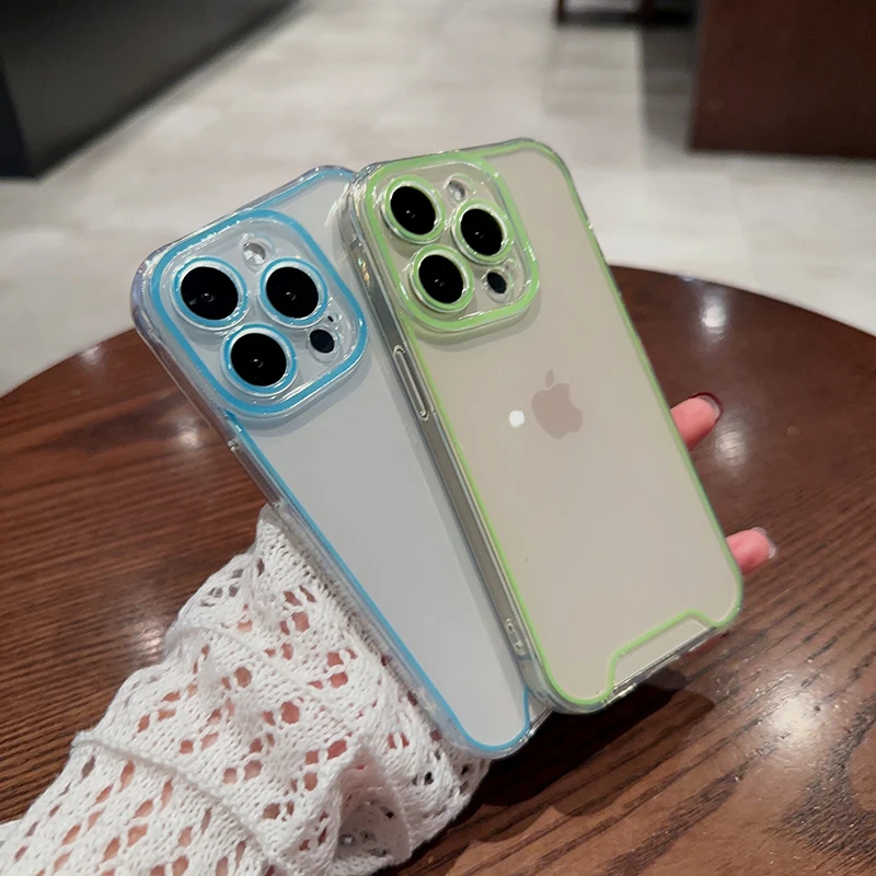 

UTOPER Transparent Fluorescent Silicone Phonecase for IPhone 14 13 12 11 Pro Max 14 Plus XR XS Max X Luminous Effect Case