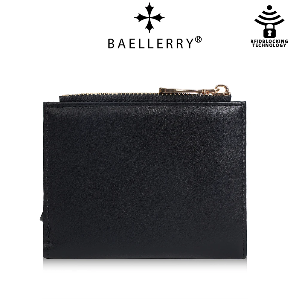 Фото Автоматический выдвижной кошелек-визитница Baellerry из искусственной кожи с цветочным принтом, женский органайзер на 12 карт с RFID-защитой, тонкий кошелек для повседневного использования №3