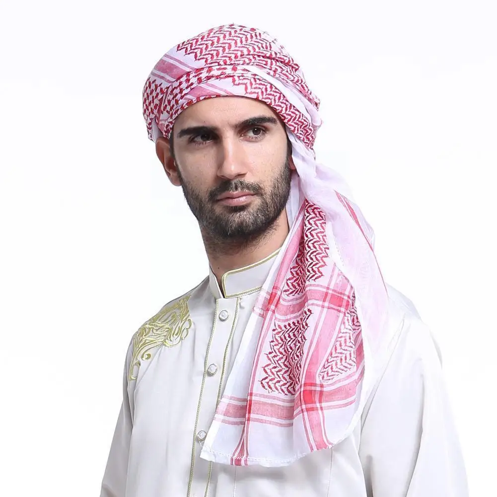 

Muslim Hijab Men Scarf Islamic Shawls Headband Saudi Prayer Male Islamic Wear Headscarf Traditional Arab Dubai Accessories Y0G5