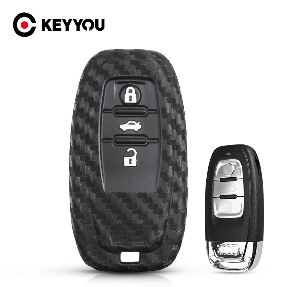 

KEYYOU для Audi B6, B7, B8, A4, A5, A6, A7, A8, Q5, Q7, R8, TT, S5, S6, S8, из углеродного силикона, задняя крышка для Audi