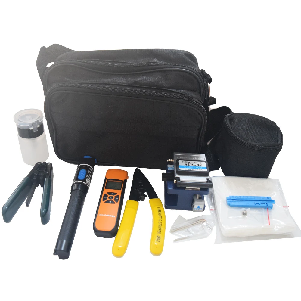 15pcs/set FTTH Fiber Optic Tool Kit with Fiber Cleaver -70~+10dBm -50~+26dBmOptical Power Meter Visual Fault Locator 1mw